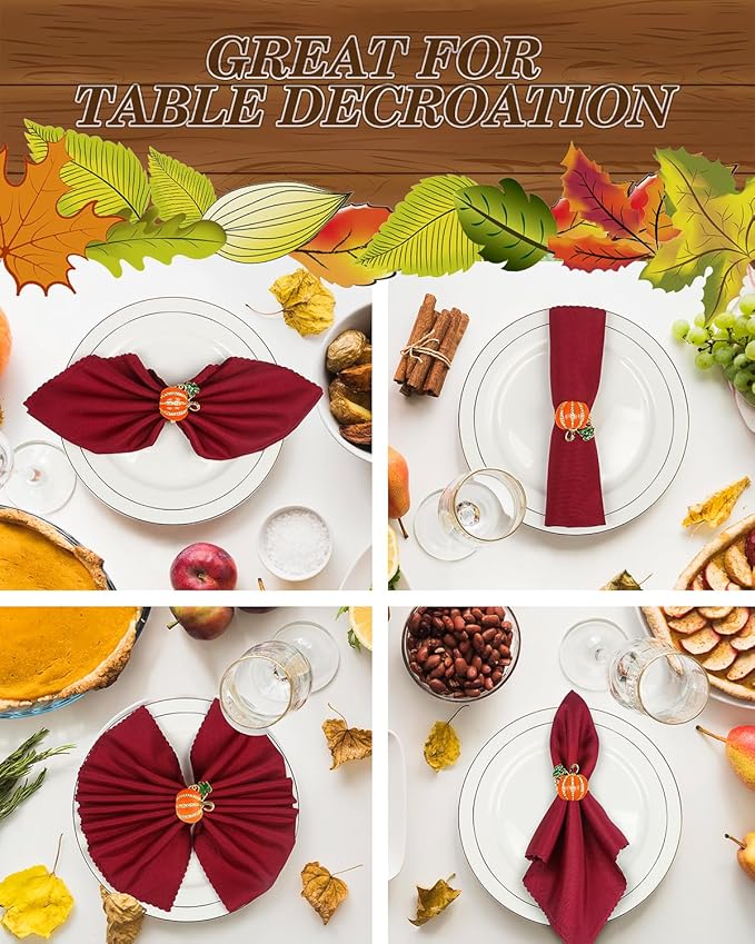 KPOSIYA Fall Napkins Rings, Fall Banquet, Holiday Dinner Party - Image 6
