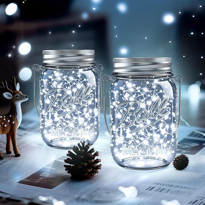 ZNYCYE Mason Jar Solar Lights for Outside, 12 Pack 30LED Fairy Lights Mason Jar - Image 8