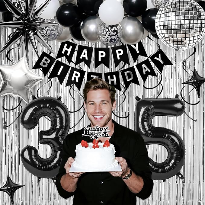 35th Birthday Decorations for Men Women, Fringe Curtains Kit - Image 3