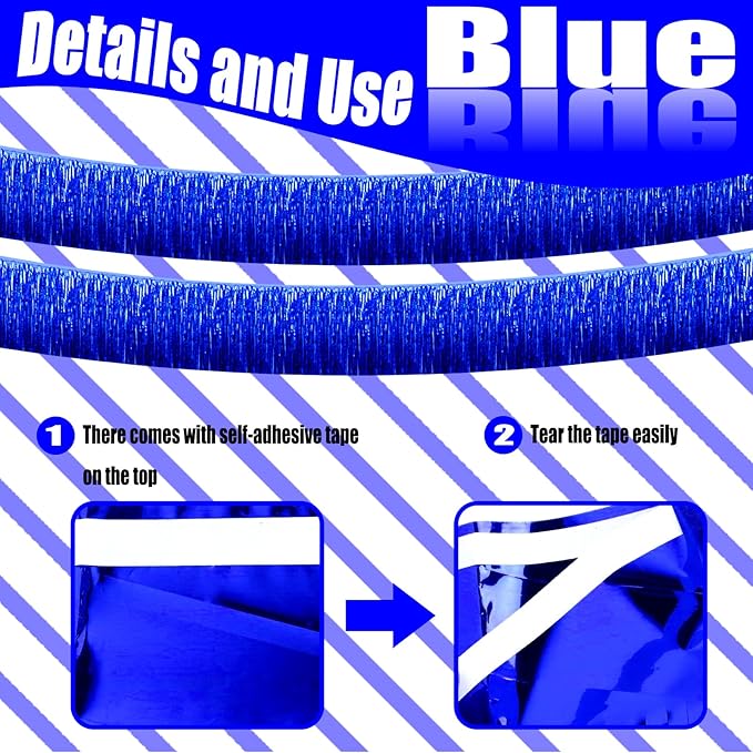 6 Pack 10 Feet Foil Fringe Garland Metallic Tinsel Streamers Banner Wall - Image 3