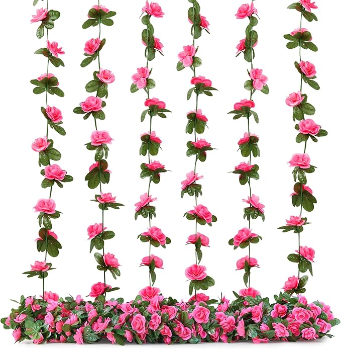 6 Pcs x 8.2 ft Flower Garland Artificial Rose Vine Flowers - Image 8