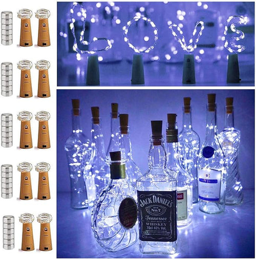 10 Pack 20 LED Wine Bottle Cork Lights Mini Fairy String Lights Copper Wire by NiniTeLIGHTS