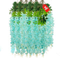 12 Pack Teal Wisteria Hanging Flowers, 3.44 Ft Fake Hanging Flowers, Artificial by ZEBMOON