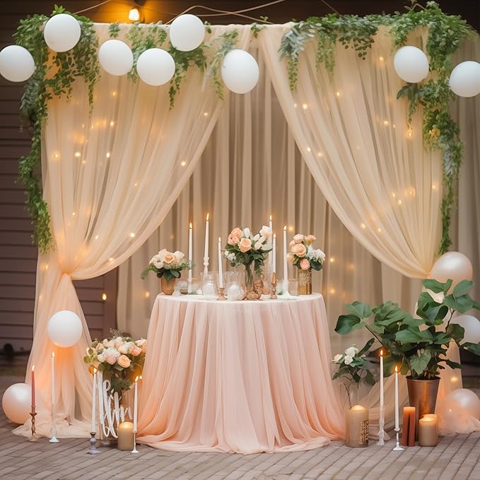 20x10 Champagne Tulle Backdrop Curtains - Image 6