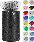 Glitter Tulle Rolls, 6” by 50 Yards Sparkling Tulle Spool Ribbon Sequin Tulle by Miegecha