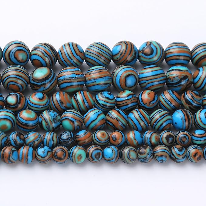 Blue Peacock Turquoise Stone Beads Gemstone Round Crystal Energy Jade Beads by Unknown