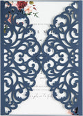 20Pcs Navy Blue Laser Cut Invitation Cards by FEIYI