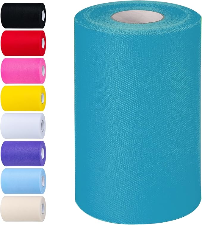 Deep Sky Blue Tulle Fabric Rolls 6 Inch by 100 Yards Tulle Roll Spool Fabric by Unknown