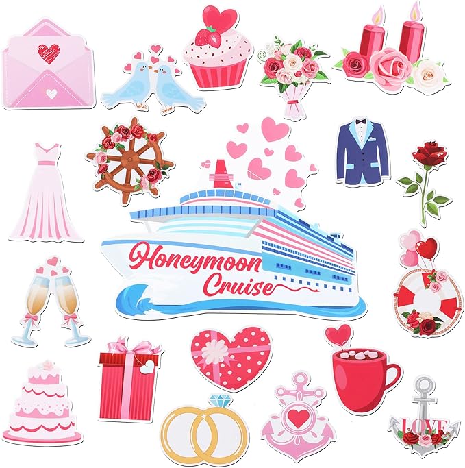 Oudain 19 Pcs Honeymoon Cruise Door Decorations Wedding Cruise Door Magnets by Oudain