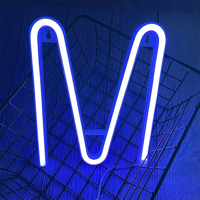 LED Blue Neon Letter Signs Night Light Battery or USB Operated LED Marquee - Image 2