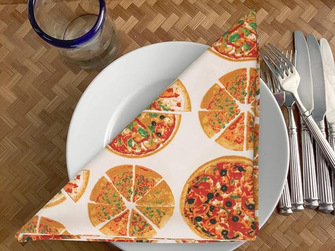 Urban Villa Dinner Napkins Pizza Print Cloth Napkins Oversized 20x20 Inches - Image 8