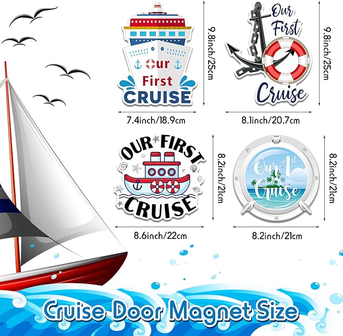 Hoteam 4 Pcs Our First Cruise Door Decorations Magnetic Large First Cruise Ship - Image 2