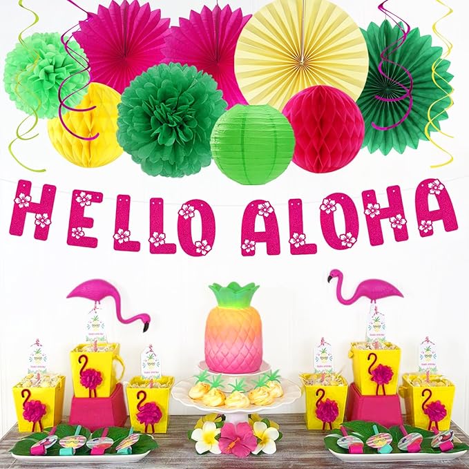 Hawaiian Aloha-Luau Flamingo Party-Decorations Supplies - Image 4