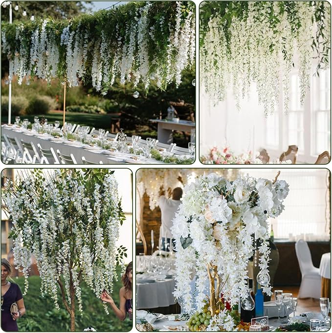 Wisteria Hanging Flowers, Fake Hanging Flowers, Wisteria artificiales Garland - Image 4