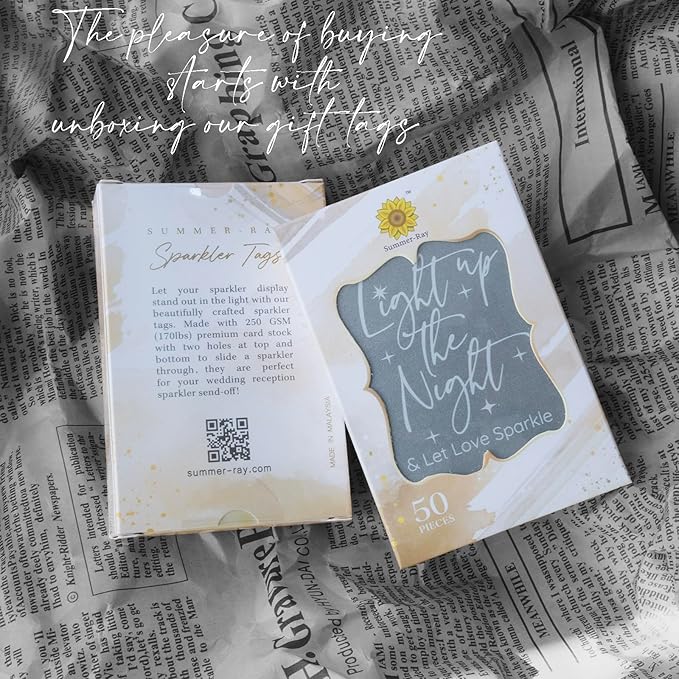 Summer-Ray 50pcs Light up The Night & Let Love Sparkle Wedding Sparkler Tags - Image 5