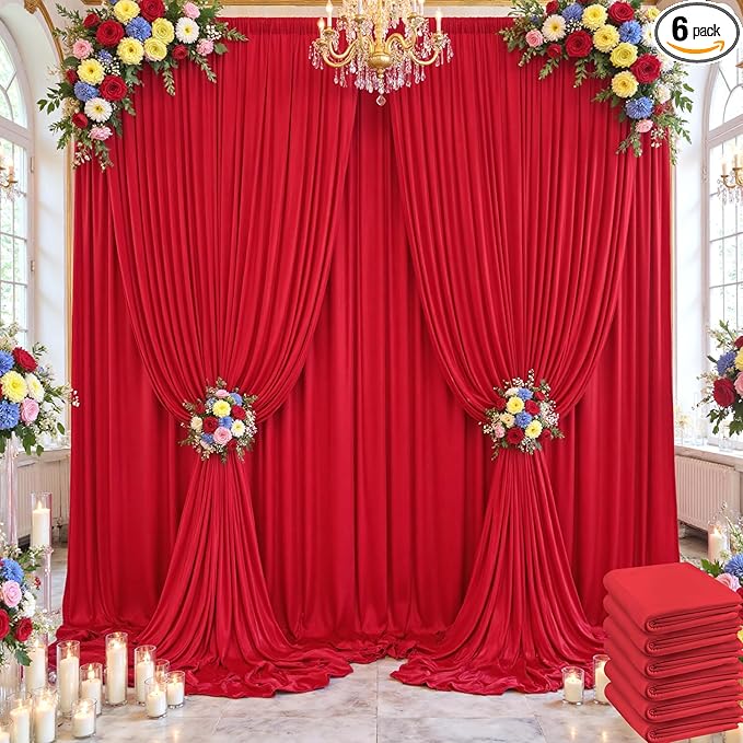30×14ft Wrinkle Free Red Backdrop Curtain by ENJOYYOURPARTY