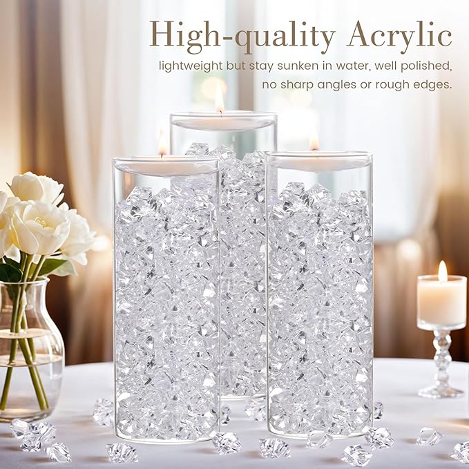 DomeStar Fake Ice, Plastic Diamonds Acrylic Rocks Vase Fillers - Image 3
