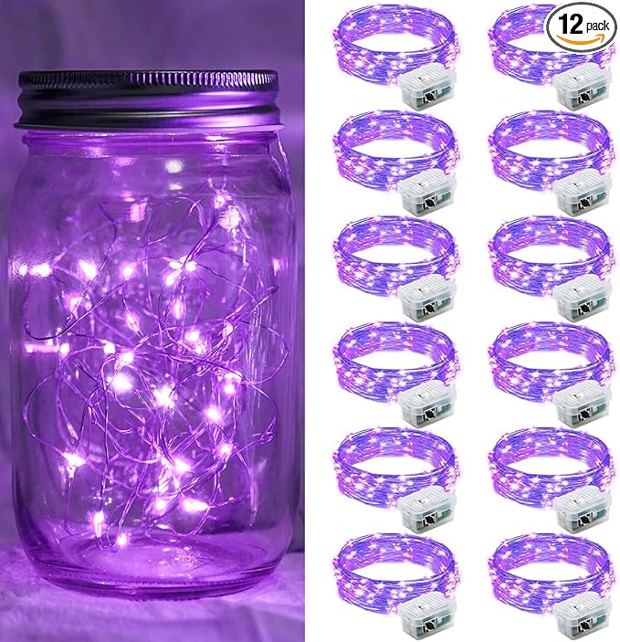 12 Pack Purple Fairy Lights 7Ft 20 LED Twinkle String Lights 3 Modes Battery by chzk