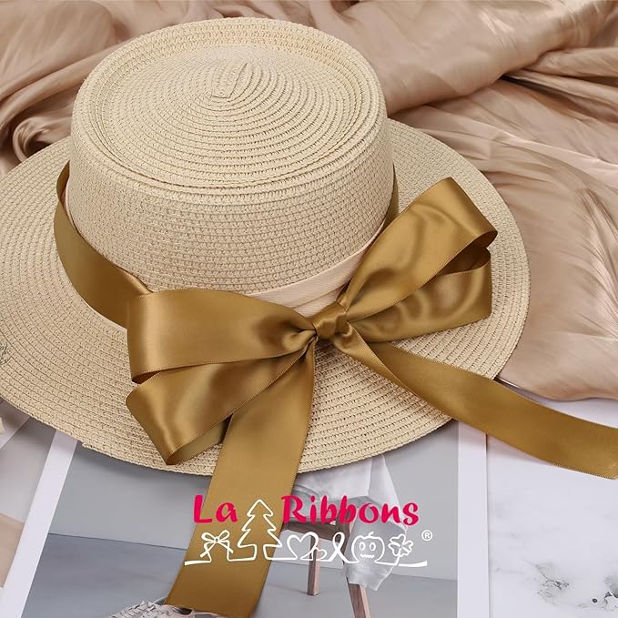 LaRibbons 1 Inch 50 Yard Double Faced Satin Ribbon, Pale Gold Satin Craft - Image 3