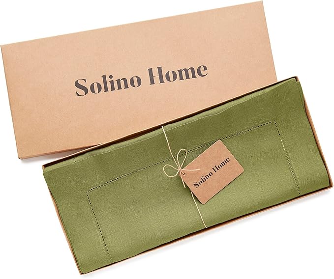Solino Home Linen Avocado Green Hemstitch Table Runner 60 Inches - Image 8