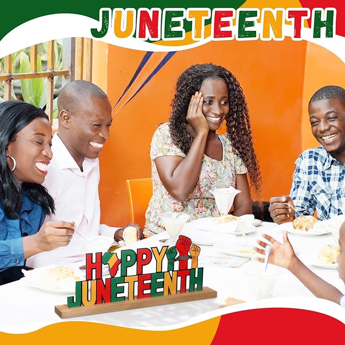 Happy Juneteenth Metal Sign Rustic Table Decor Holiday Tiered Tray Decor - Image 4