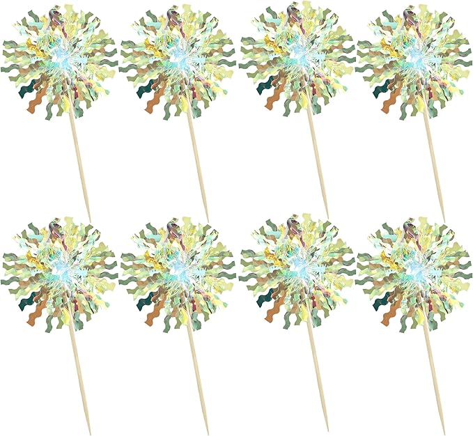 Ephlyn 30Pcs Foil Firework Cupcake Toppers Sparkle Tinsel Cupcake Picks - Image 3