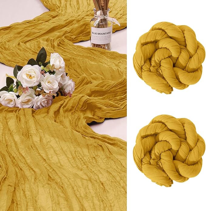 2 Pack Cheesecloth Table Runner 10Ft Christmas Gauze Boho Table Runners by HOME