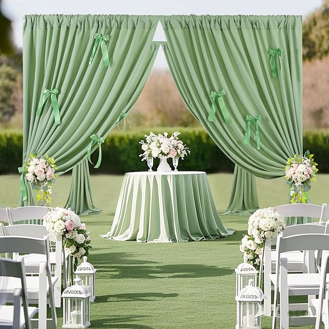 Sage Green Backdrop Curtain by SoarDream
