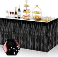 3 Pack 29x108 Inch Black Foil Fringe Table Skirts Metallic Banner by Ferwzsr