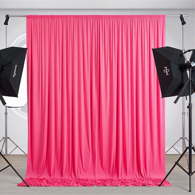 50 ft x 10 ft Wrinkle Free Fuchsia Backdrop Curtain - Image 8