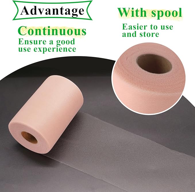 Blush Tulle Fabric Rolls 6 Inch by 100 Yards Fabric Spool Tulle Ribbon - Image 2