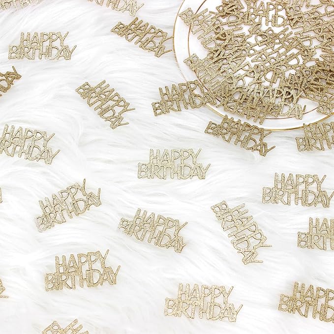 Champagne-Gold Happy Birthday Confetti - Image 3