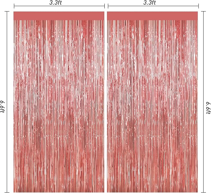 Rose Gold Tinsel Backdrop Birthday Decorations, Party Streamers Supplies - Image 3