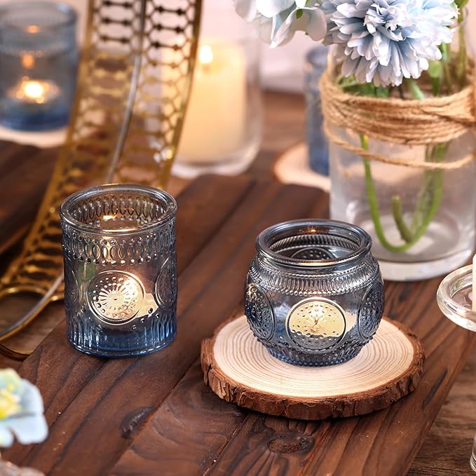 DARJEN 24 Pcs Blue Vintage Candle Holders - Image 7