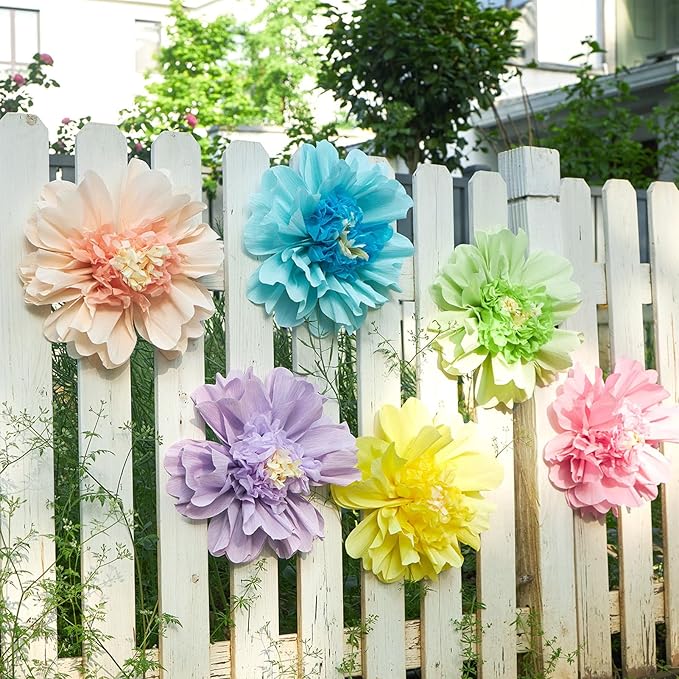 SUNBEAUTY Mexican Paper Flowers Decorations 6 PCS Colorful Fiesta Giant DIY - Image 6
