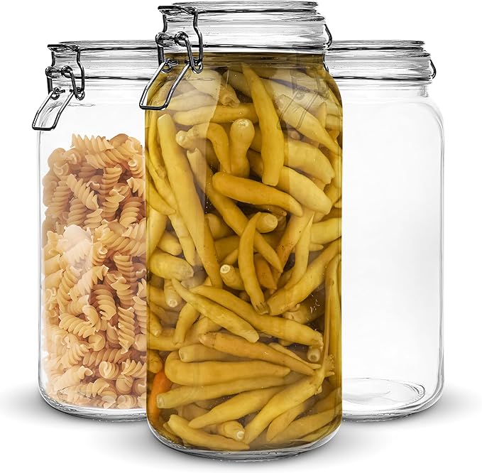 Set of 3 Glass Mason Jar 64 Ounces by Marbelous