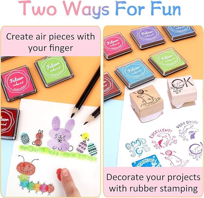 Finger Washable Ink Pads for Kids, 24 Pack Craft Ink Pad for Rubber Stamps - Image 4