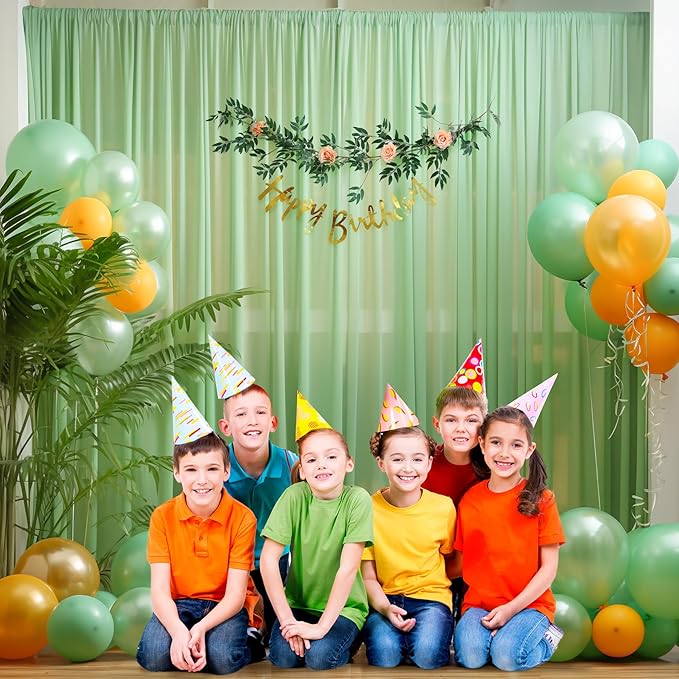 10x10 Green Tulle Backdrop Curtains - Image 8