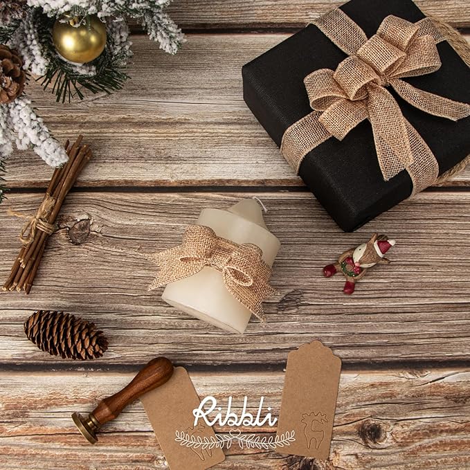 Ribbli Natural Burlap Wired Ribbon, 1” Inch x Continuous 20 Yard, Wired Edge - Image 3