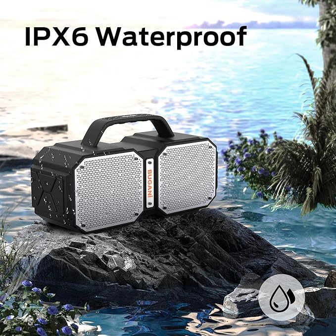 BUGANI Shock Bluetooth Speaker, Portable Bluetooth 5.3, Waterproof Design - Image 4