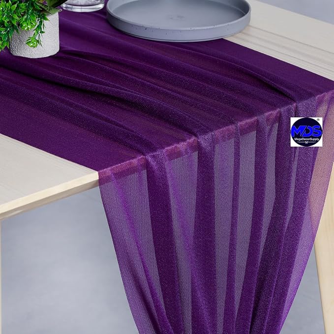 MDS 10 Pack 10ft Chiffon Table Runner 29 x 120 Inches Sheer Wedding Runner - Image 4