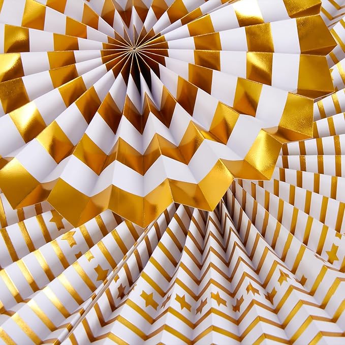 SUNBEAUTY Gold Black Paper Fans Backdrop - Image 3