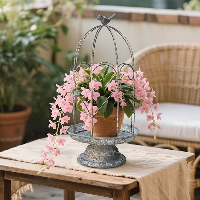 Rustic Farmhouse Metal Planter Holder Vintage Birdcage Candle Holder Distressed - Image 7