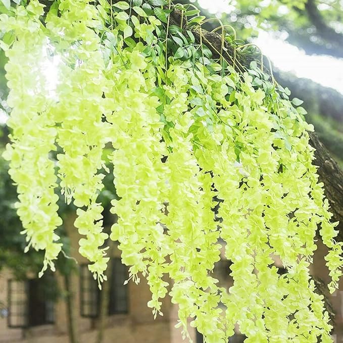 5 Pack Green Wisteria Hanging Flowers Garland, 3.77 Feet Artificial Flower Vines - Image 5