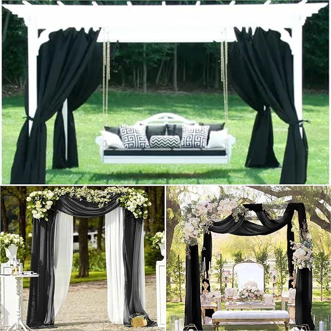 6 Panels Wedding Arch Draping Fabric 28 x 20Ft Chiffon Weddings Arch Drapes - Image 9