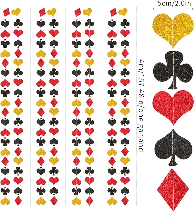 Red-Black Gold Casino Party-Decorations Streamers-Garland - 52ft Poker Theme - Image 6