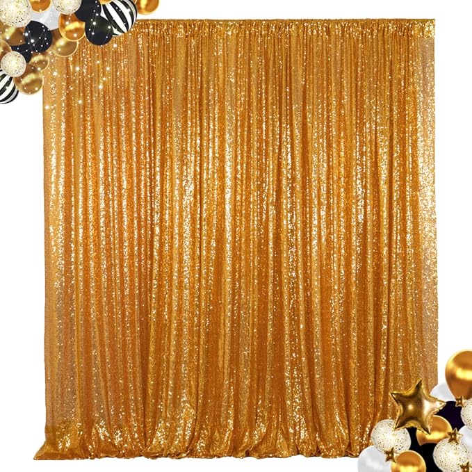 ShiDianYi 20FTX10FT Gold Sequin Photo Backdrop, Select Your Size, Wedding Photo by ShiDianYi