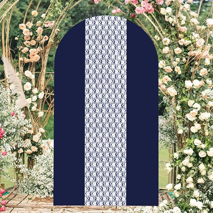 Navy Blue Arch Cover 7.2ft Lace Arched Backdrop Cover Dark Blue Chiara Arch - Image 6