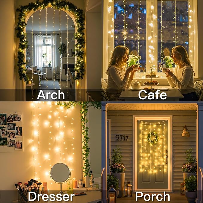 suddus Curtain Lights for Bedroom, 90 Led Hanging String Light Outdoor - Image 2