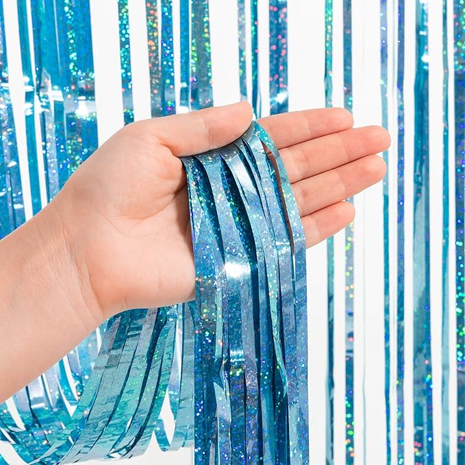 BRAVESHINE Pink Blue Tinsel Foil Fringe Curtains - Image 7